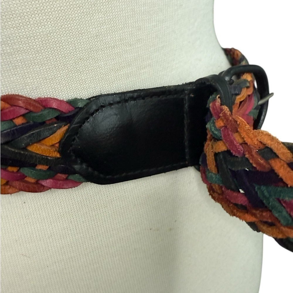 Vintage OMEGA Multicolor Braided Leather Women's Belt - Picture 4 of 7